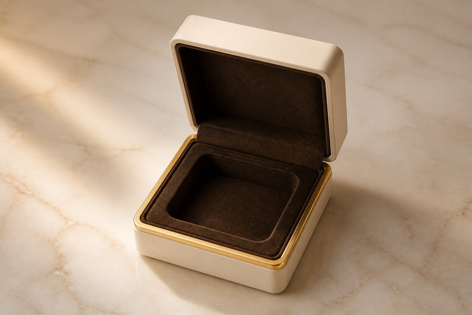 Pendant jewellery box with champagne-edged interior