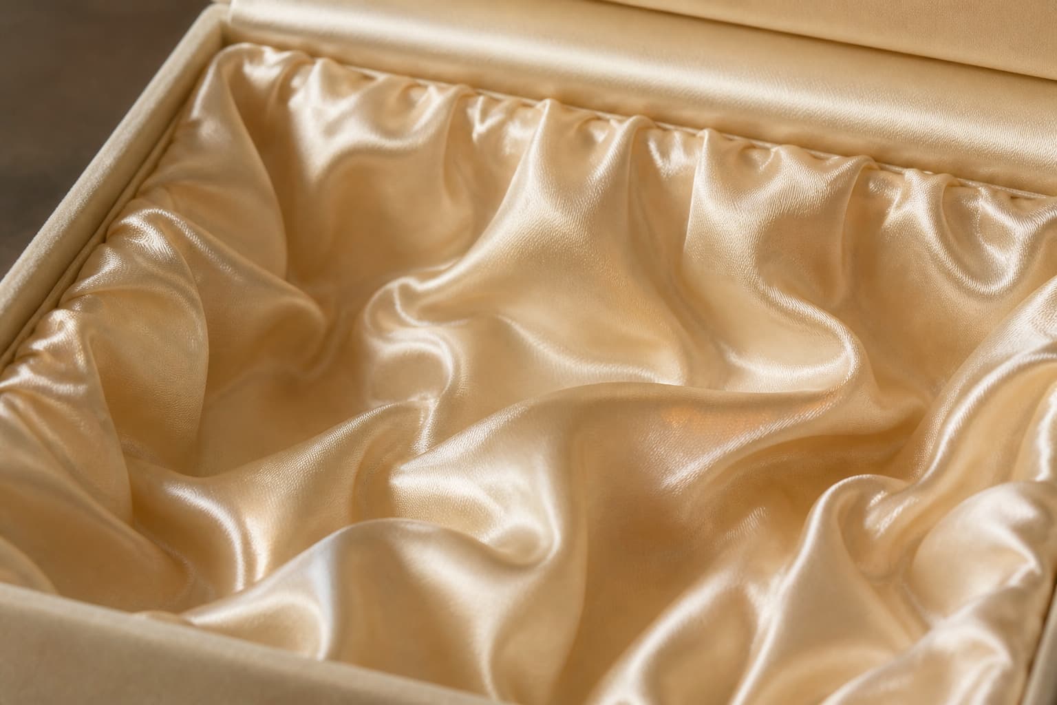 Satin lining inside a luxury presentation box